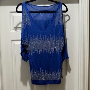 INC International Concepts Royal Blue Studded Blouse